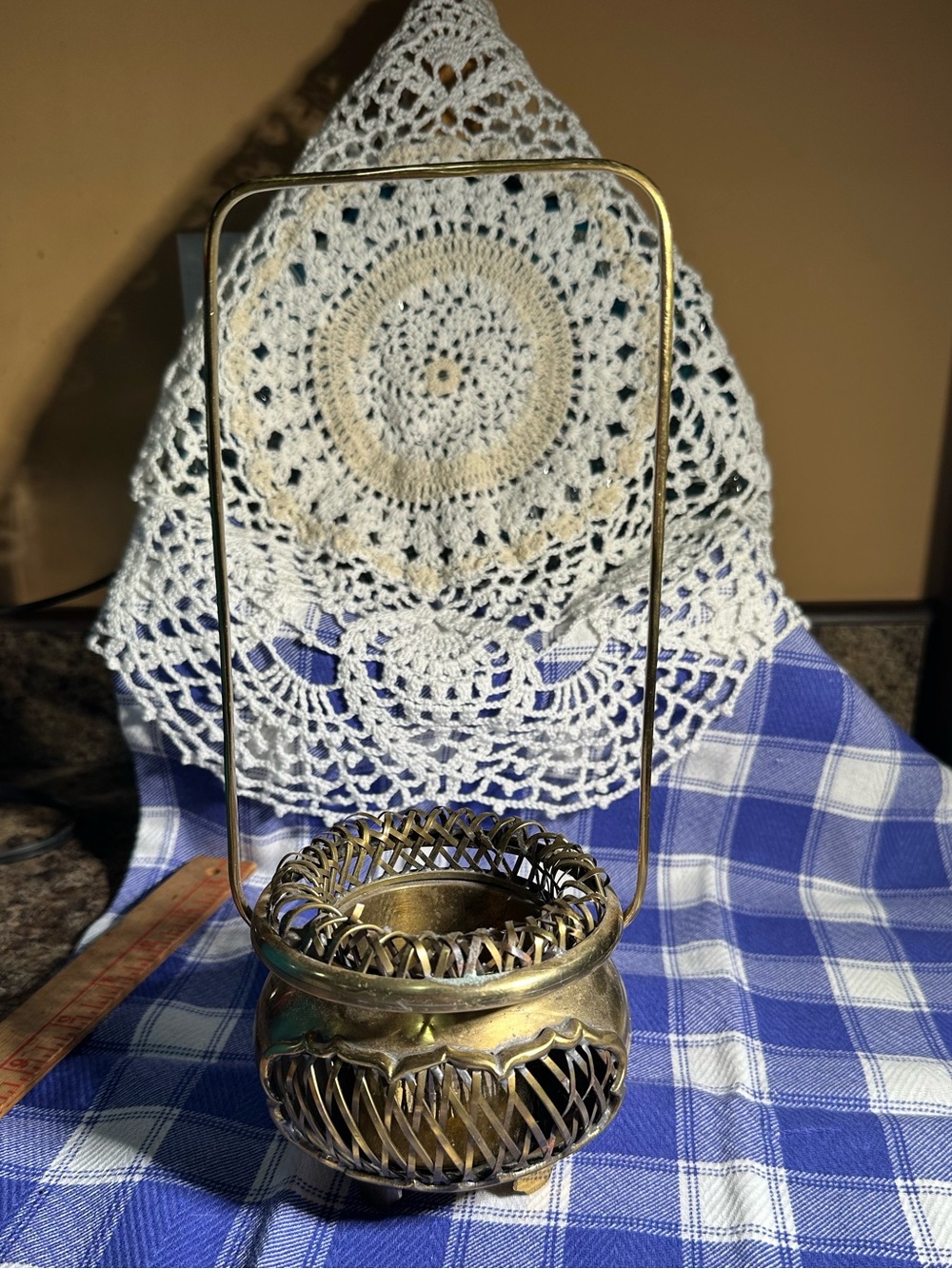 Brass VTG Woven MOTTAHEDEH DESIGN Basket Asian India